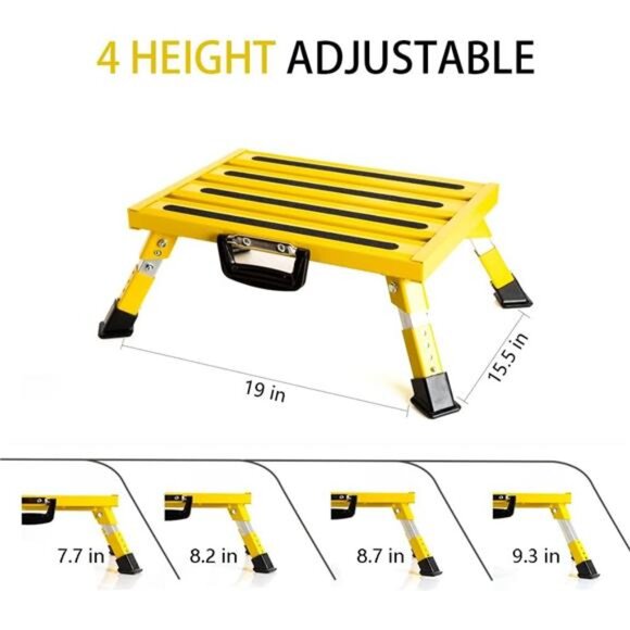 Wheels RV Steps Portable Foldable RV Steps Anti-Slip Surface with Handles - Picture 2 of 7